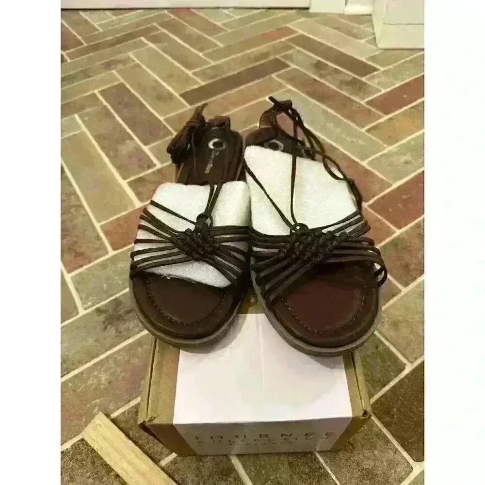 Journee Collection Brown Strappy Lace Up Sandals size‎ 8.5 NWB